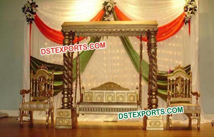 Wedding Stage Wooden Carved Swing