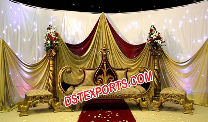 Indian King Wedding Furniture With Stools