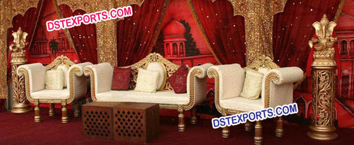 Latest Asian Wedding Golden Furniture Set