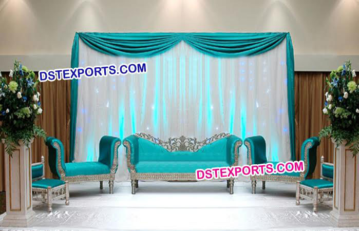 Latest Wedding Silver Blue Love Sofa Set