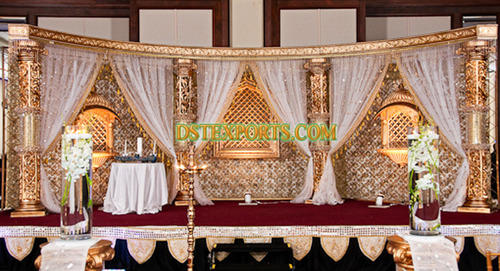 MUSLIM WEDDING  GOLD  CRYSTAL STAGE SET
