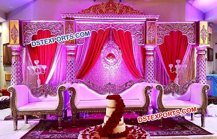 Muslim Wedding Carved Pillar Stage Set