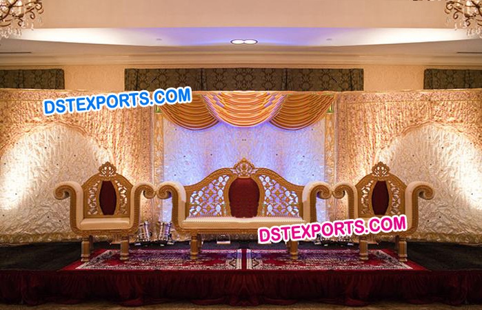 Wedding Stage Gold Jali Furniture Set