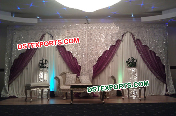Wedding Silver Embroidered Backdrop