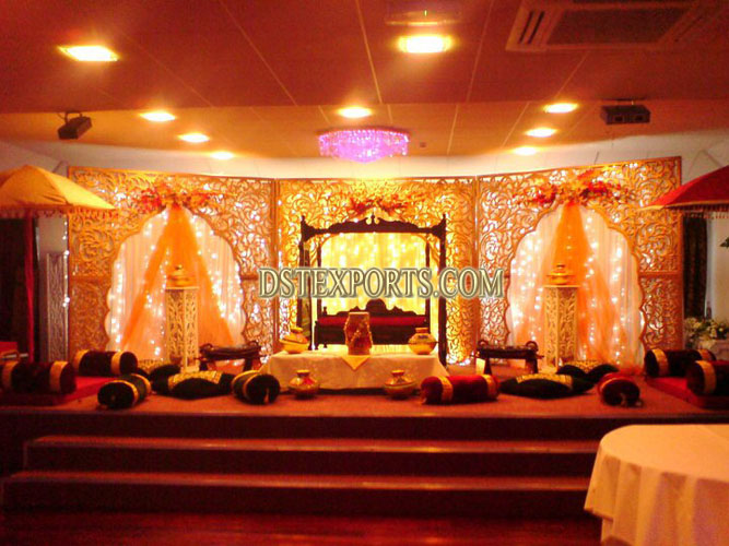 ASIAN WEDDING  CARVED  STAGE WITH SWING