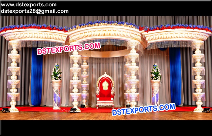 Fiber Fountain Pillar Wedding Mandap Stage Decors