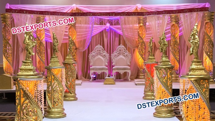 New Wedding Golden Crystal Wedding Stage