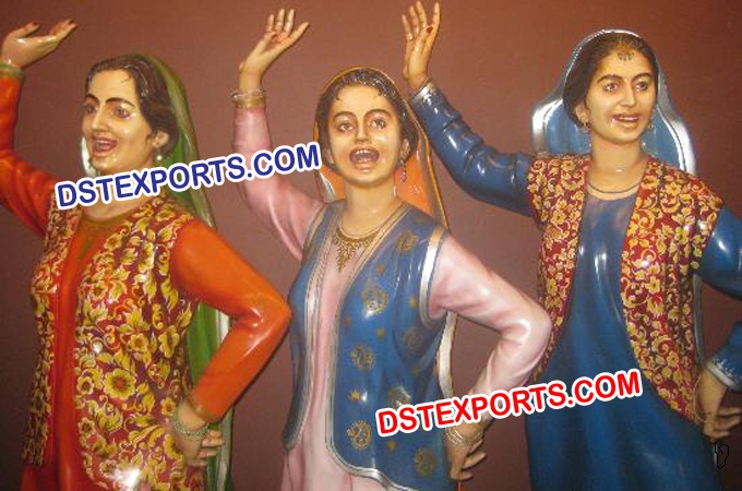 Punjabi Culture Ladies in Gidha Statue