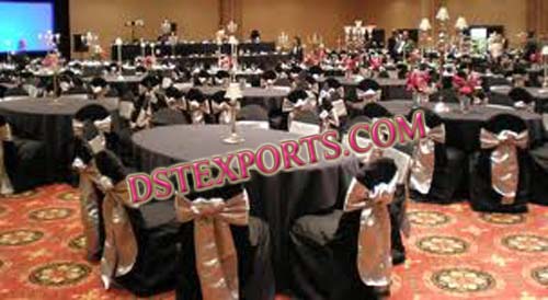 BLACK AND SILVER WEDDING CHAIR COVERS AND SASHES