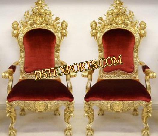WEDDING GOLDEN CARVED CHAIRS SET