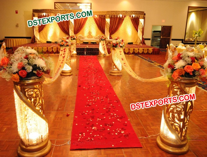 Hindu Wedding Gold Fiber Crystal Stage