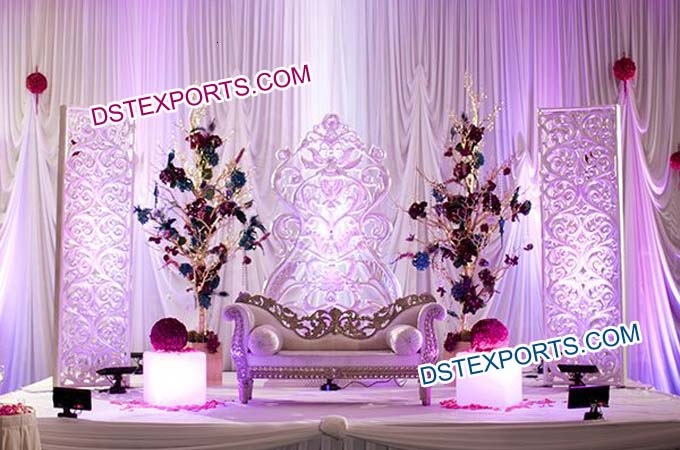 Indian Wedding Stage With Fiber Backdrop Frames
