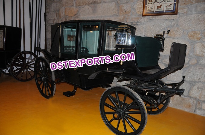 Black Horse Drawn Legendry Buggy Carriage