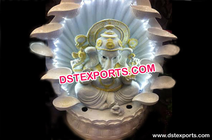 Fiber Ganesha Fountain Statue With Led Lights