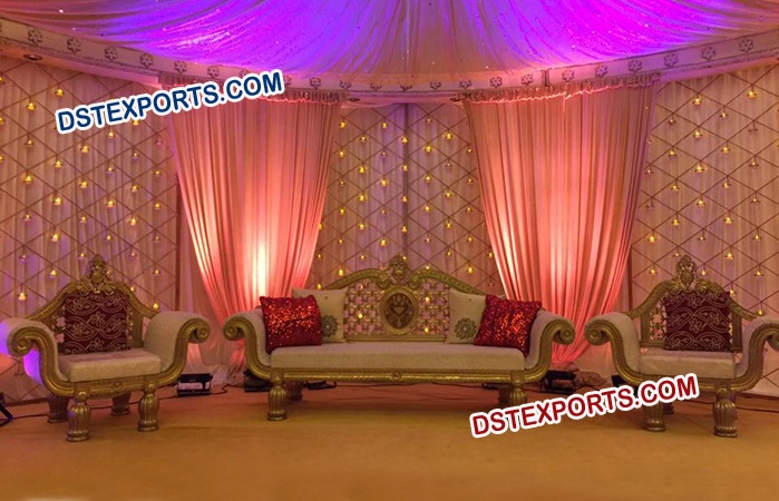 Indian Wooden Carved Wedding Sofa Set