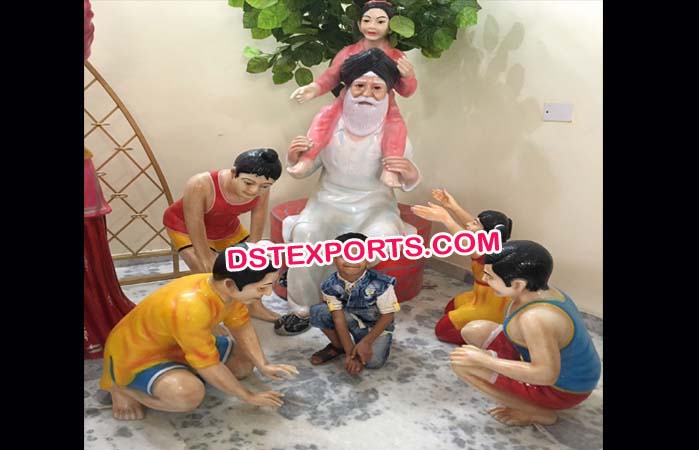Baba Statue With Playing Children