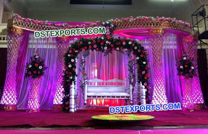 Asian Wedding Crystal Plazo Stage set