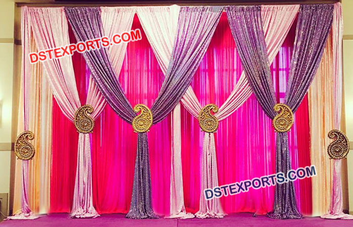 Wedding Backdrop Curtains With Hanging Paisleys