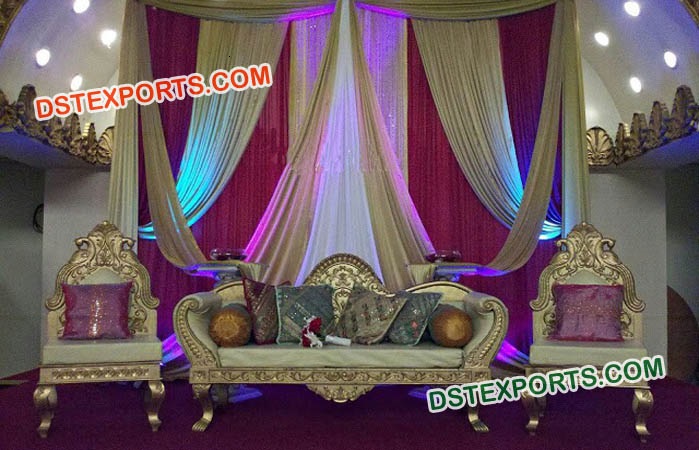 Indian Muslim Wedding Gold Sofa Set