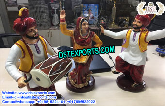 Punjabi Bhangra Small Fiber Statues