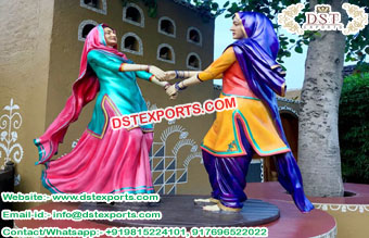 Punjabi Culture Kiklee Playing Fiber Statues