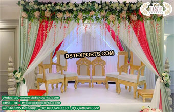 Indian Wedding Mandap Vidhi Chairs Set