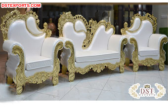Designer White Gold Wedding Throne Furniture