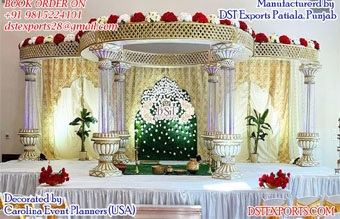 Wedding Fiber Lotus Base Crystal Pillars Mandap