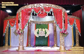 Gorgeous Golden Carved Wedding Mandap In USA