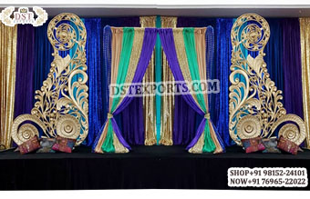 Peacock Theme Reception Stage Backdrop Drapes