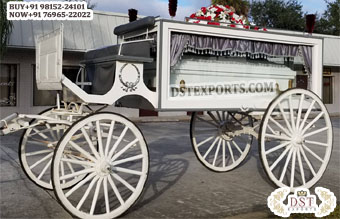 Traditional Horse Drawn White Hearse Carriage