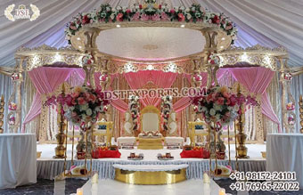Luxury Lotus Design Wedding Wooden Mandap