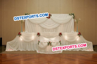 Wedding Stage White Backdrop Curtain With Swags