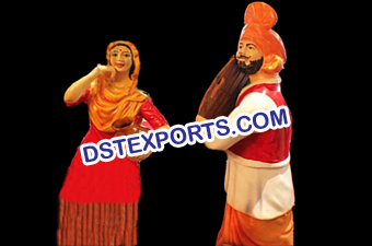 FRP Punjabi Dancing Couple Statue