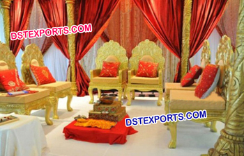 Indian Wedding Golden Mandap Chairs Set