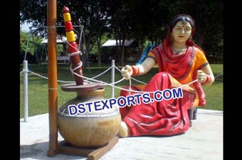 Punjabi Traditional Lady Statue With Madhani