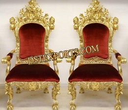 WEDDING GOLDEN CARVED CHAIRS SET
