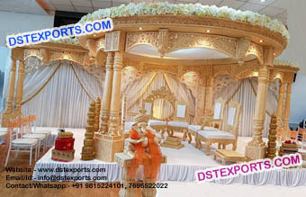 Indian Wedding Wooden Look Fiber Mandap