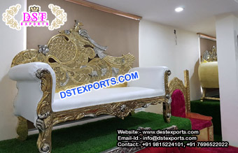 Indian Wedding Gold Silver Swan Sofa Chaise