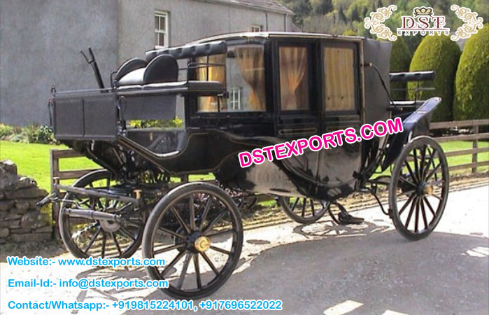 Royal Black Landau Horse Drawn Carriage