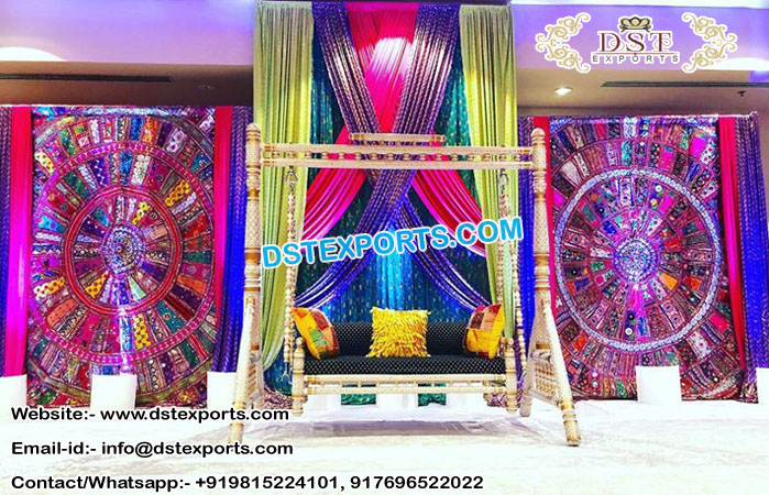 Rajasthani Style Mehandi Stage Backdrop Decor