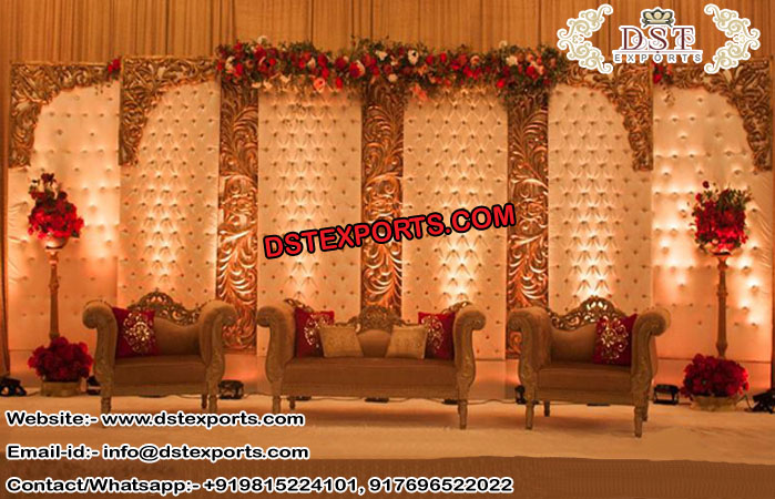 English Marriage Leather Tufted Panel Stage