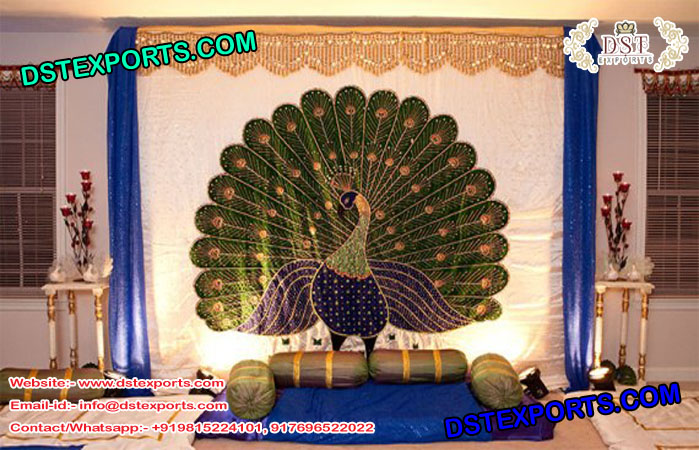 Heavy Embroidered Peacock Backdrop