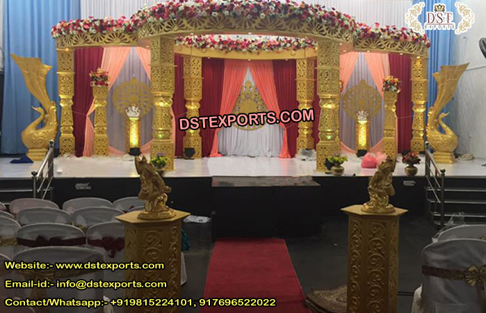 Bollywood Golden Carved Wedding Mandap