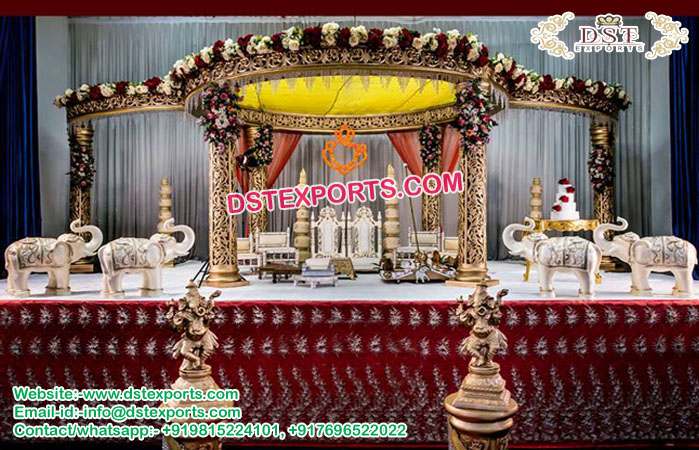 Impressive Marriage Golden Fiber Mandap