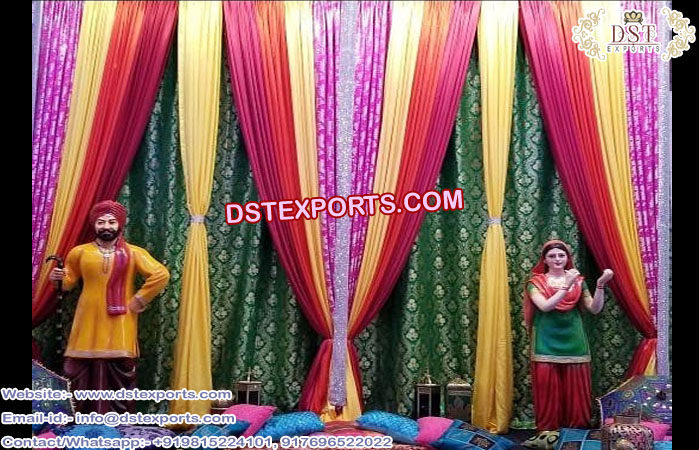 Punjabi Style Wedding Zari Backdrop Curtains