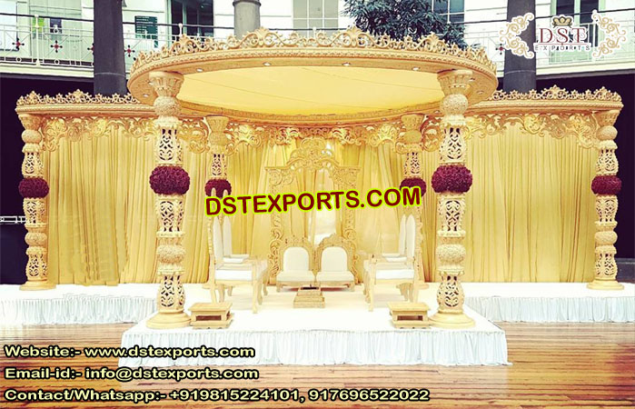 Top Wedding Wooden Look Fiber Mandap