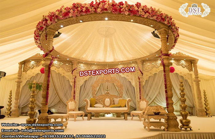 Trending Wooden Carved Wedding Mandaps