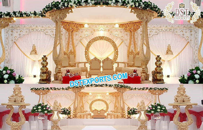 Stylish Wooden Carved Wedding Mandap London
