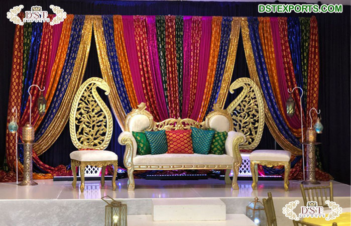 Luxurious Backdrop Drapes for Mehndi Stage